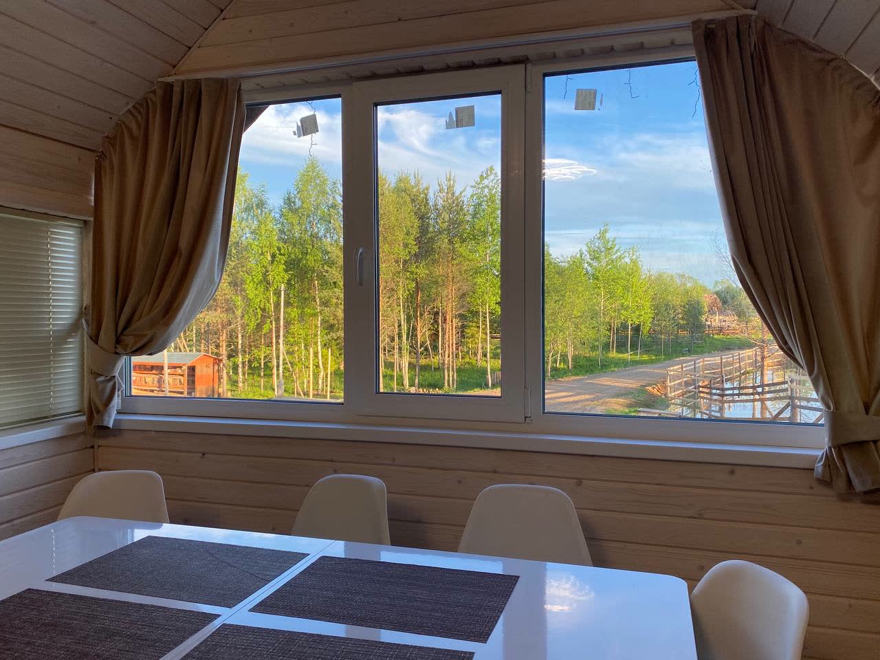 Домик у леса — вид из окна на лес